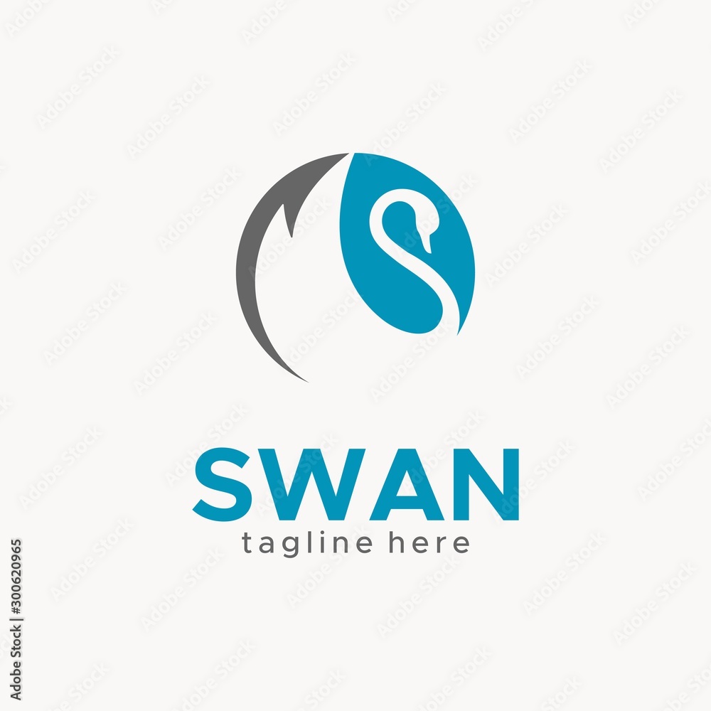 swan negative space logo design