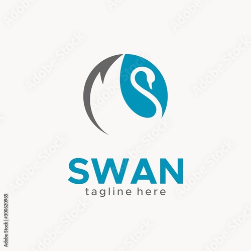 swan negative space logo design