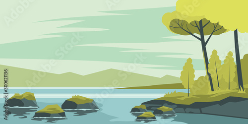 Autumn landscape with lake