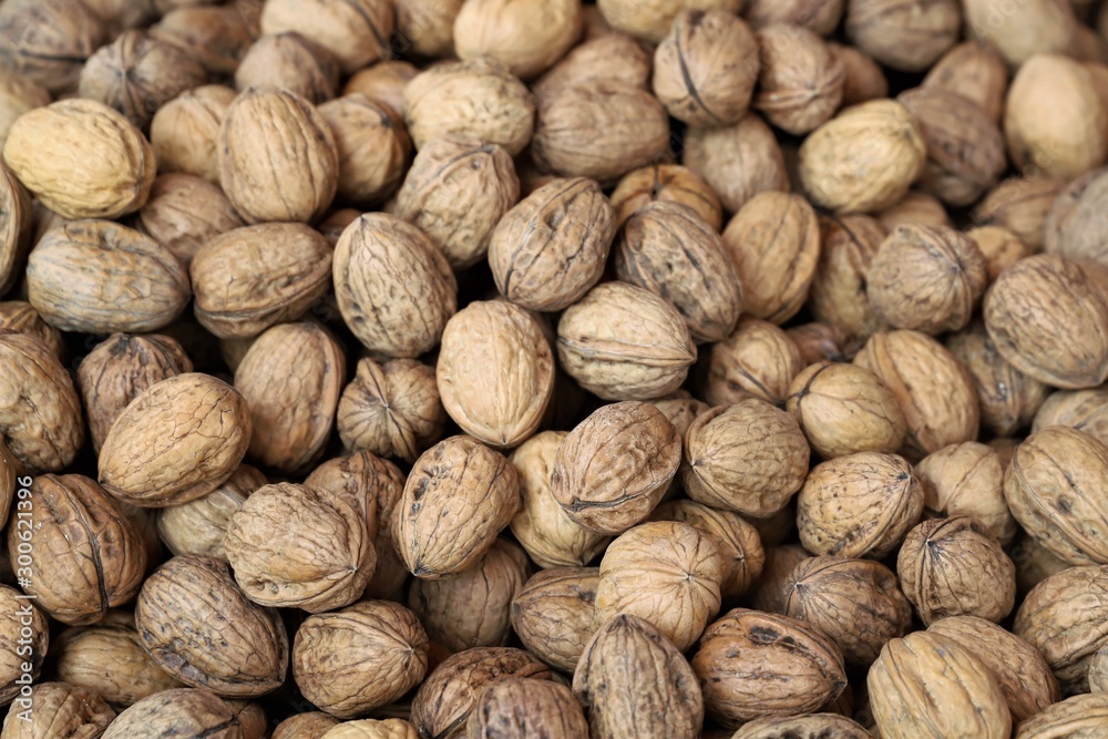 closeup of walnuts on display at the market closeup of walnuts on display at the market