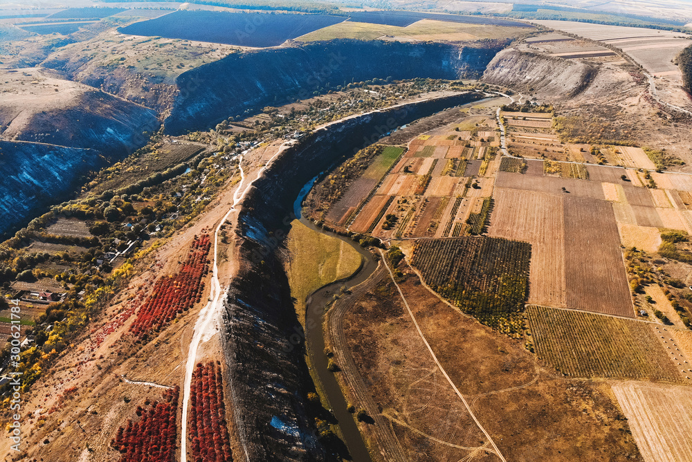 dron view on moldavian landscape