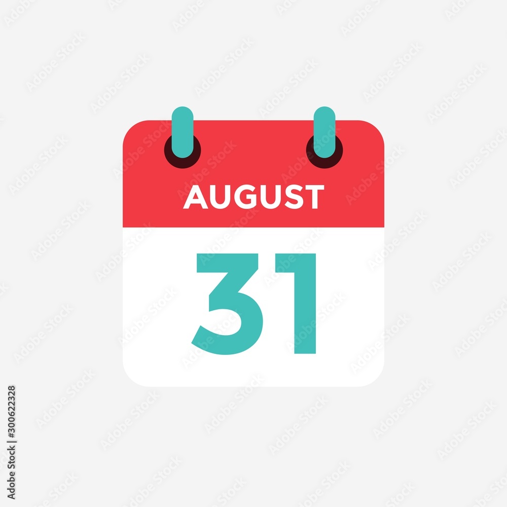 Flat icon calendar 31 of August . Date, day and month. Vector illustration. Flat icon calendar 31 of August . Date, day and month. Vector illustration.