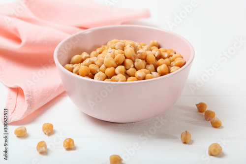 tasty boiled chickpeas on the table.