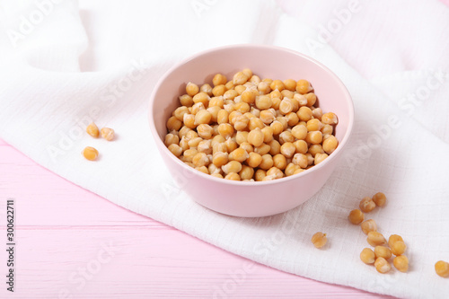tasty boiled chickpeas on the table.