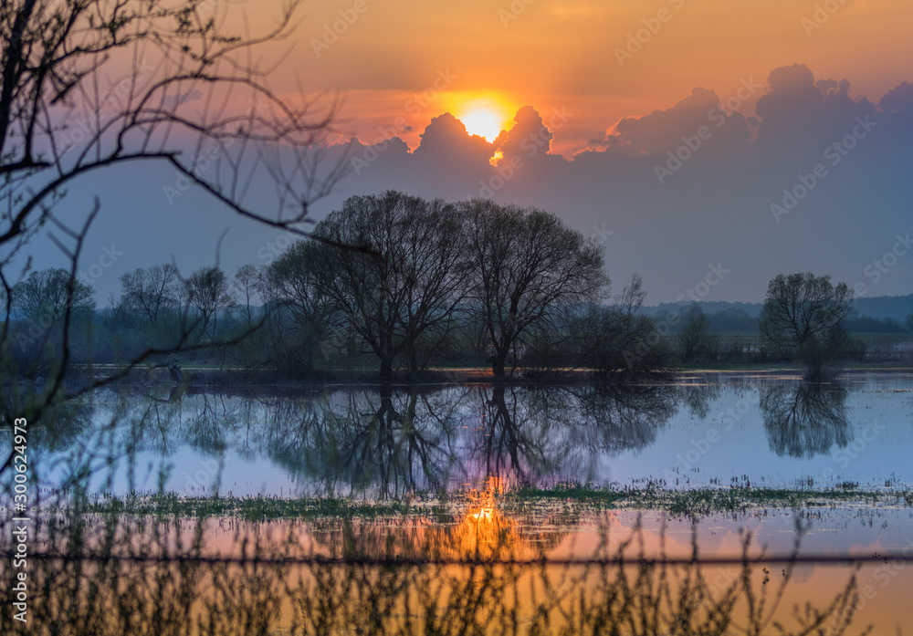 Beautiful sunset or sunrise. Evening on the lake. Ukraine nature. Beautiful sunset or sunrise. Evening on the lake. Ukraine nature.