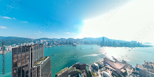 Canvas Print Panoramic aerial view of Hong Kong City