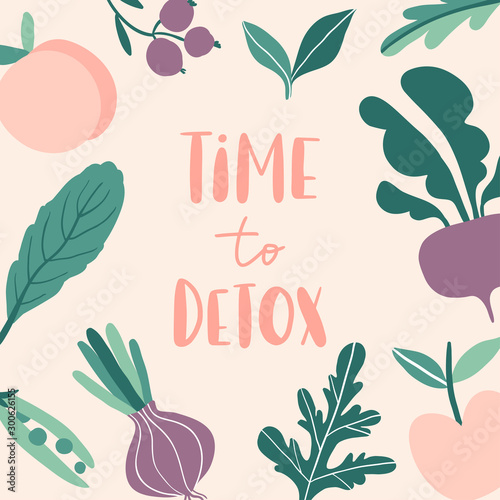 Time to detox. Concept with summer friuts and vegetables