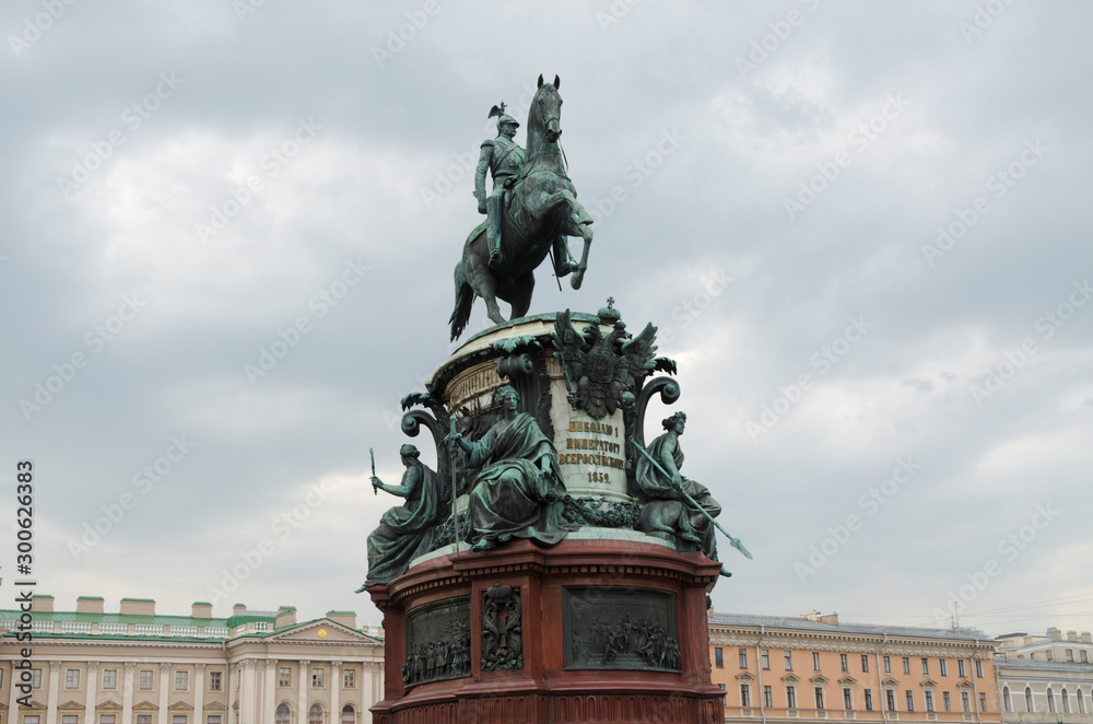 Monument to Nicholas I. Equestrian statue on St Isaac's square (Saint Petersburg, Russia)
