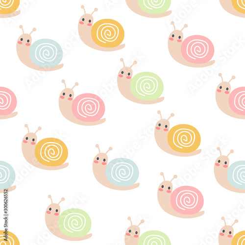Snails seamless background repeating pattern, wallpaper background, cute seamless pattern background