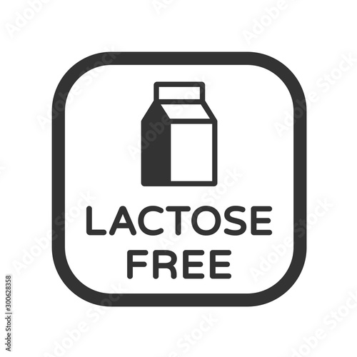 Lactose free vector icon. Product free allergen ingredient symbol. No lactose vector icon. Food intolerance stock vector illustration for printing on food packaging