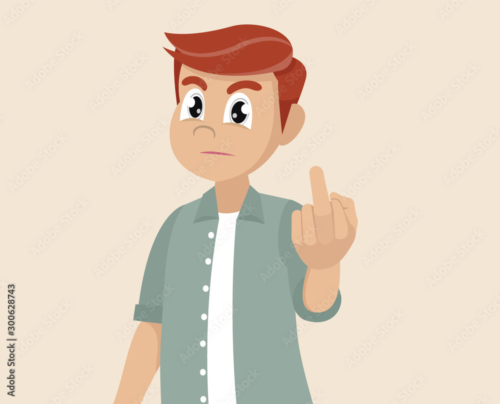An angry, young man giving the middle finger. Shot during the summer of  2016 in New York City Stock Photo - Alamy
