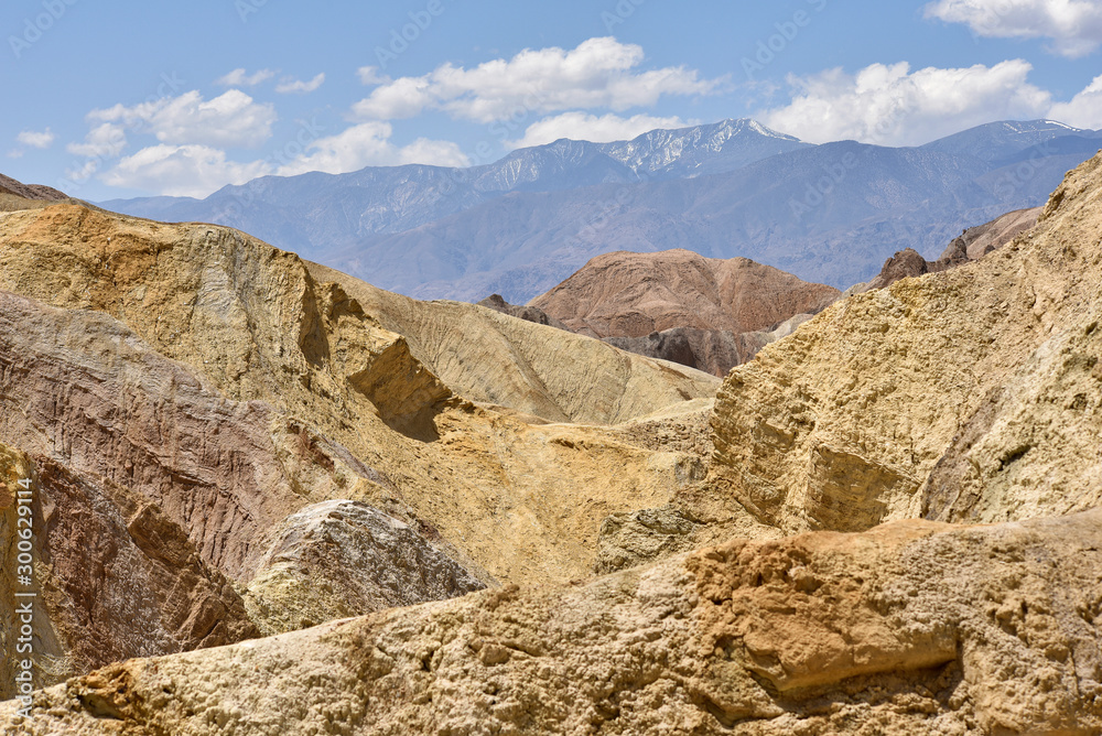 Beautiful landscape of golden colored hills in Golden Canyon, Death Valley National Park, California, USA.