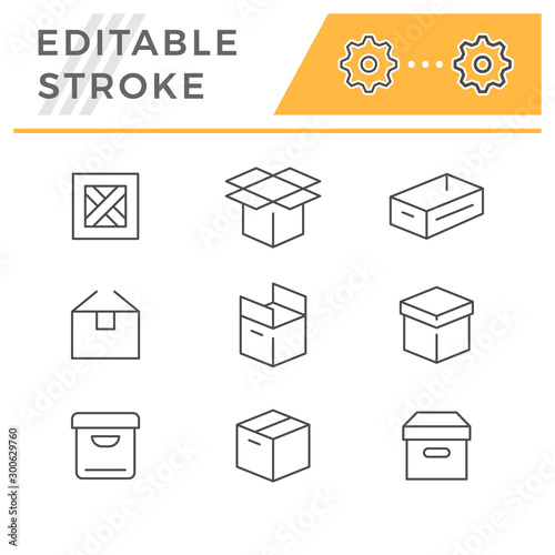 Set editable stroke line icons of box