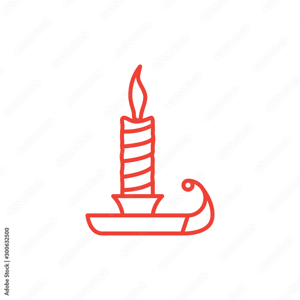 Candle Line Red Icon On White Background. Red Flat Style Vector Illustration. Candle Line Red Icon On White Background. Red Flat Style Vector Illustration.