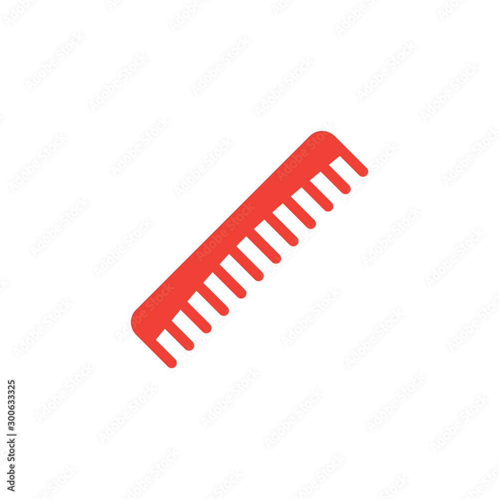 Comb Red Icon On White Background. Red Flat Style Vector Illustration Comb Red Icon On White Background. Red Flat Style Vector Illustration