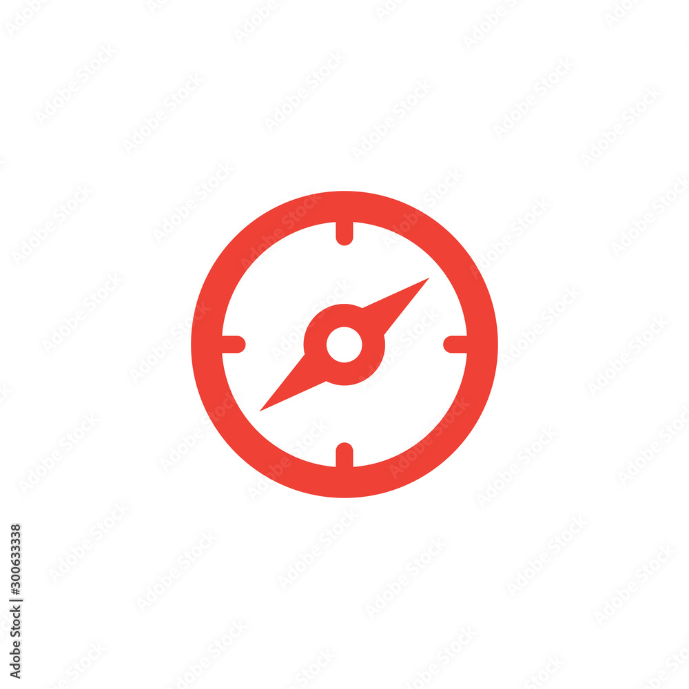 Compass Red Icon On White Background. Red Flat Style Vector Illustration. Compass Red Icon On White Background. Red Flat Style Vector Illustration.