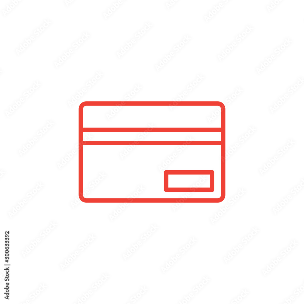 Credit Card Line Red Icon On White Background. Red Flat Style Vector Illustration. Credit Card Line Red Icon On White Background. Red Flat Style Vector Illustration.