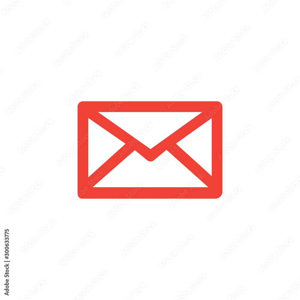 Email Red Icon On White Background. Red Flat Style Vector Illustration Email Red Icon On White Background. Red Flat Style Vector Illustration