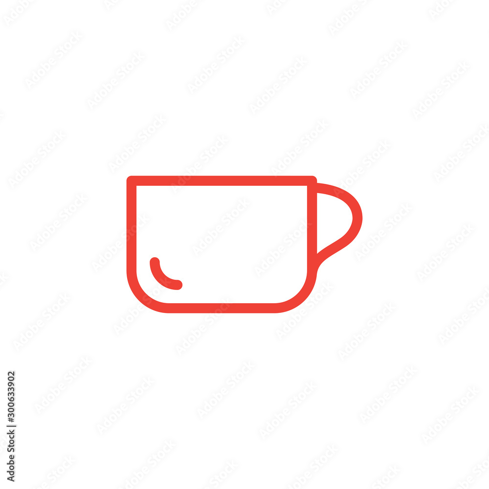 Empty Coffee Cup Line Red Icon On White Background. Red Flat Style Vector Illustration Empty Coffee Cup Line Red Icon On White Background. Red Flat Style Vector Illustration