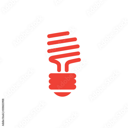 Energy Saving Bulb Red Icon On White Background. Red Flat Style Vector Illustration.