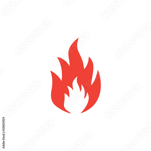 Fire Red Icon On White Background. Red Flat Style Vector Illustration.