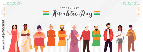 People of different religion and all ages showing Unity in Diversity of India on the occasion of 26th January, Republic day celebration.