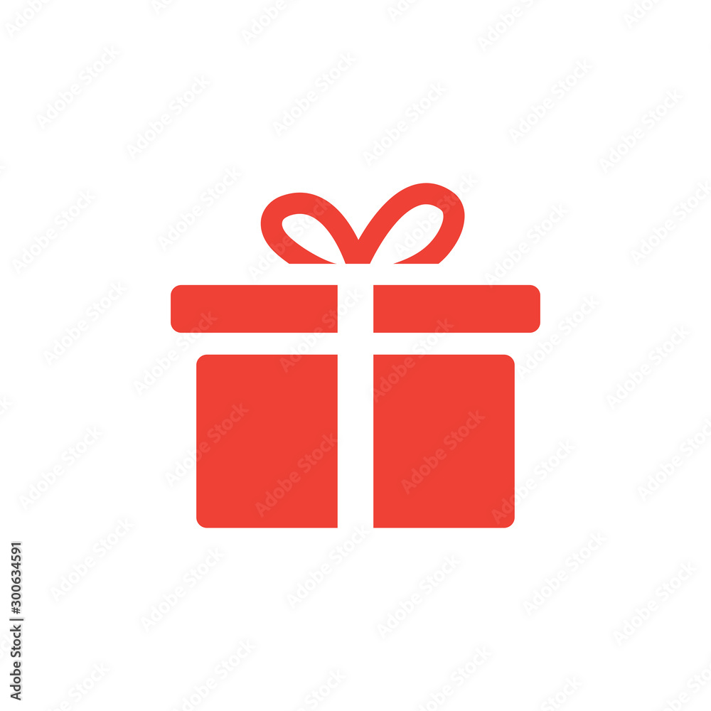 Gift Box Red Icon On White Background. Red Flat Style Vector Illustration. Gift Box Red Icon On White Background. Red Flat Style Vector Illustration.