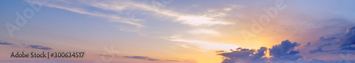 Sunset sky with clouds (wide background panorama).