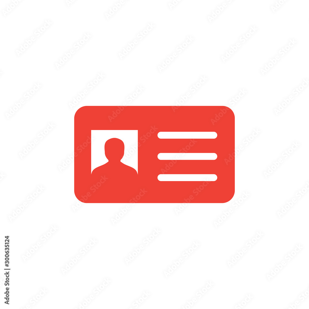 ID Card Red Icon On White Background. Red Flat Style Vector Illustration. ID Card Red Icon On White Background. Red Flat Style Vector Illustration.