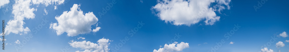 Blue sky with clouds (high resolution wide background panorama). - obrazy, fototapety, plakaty 