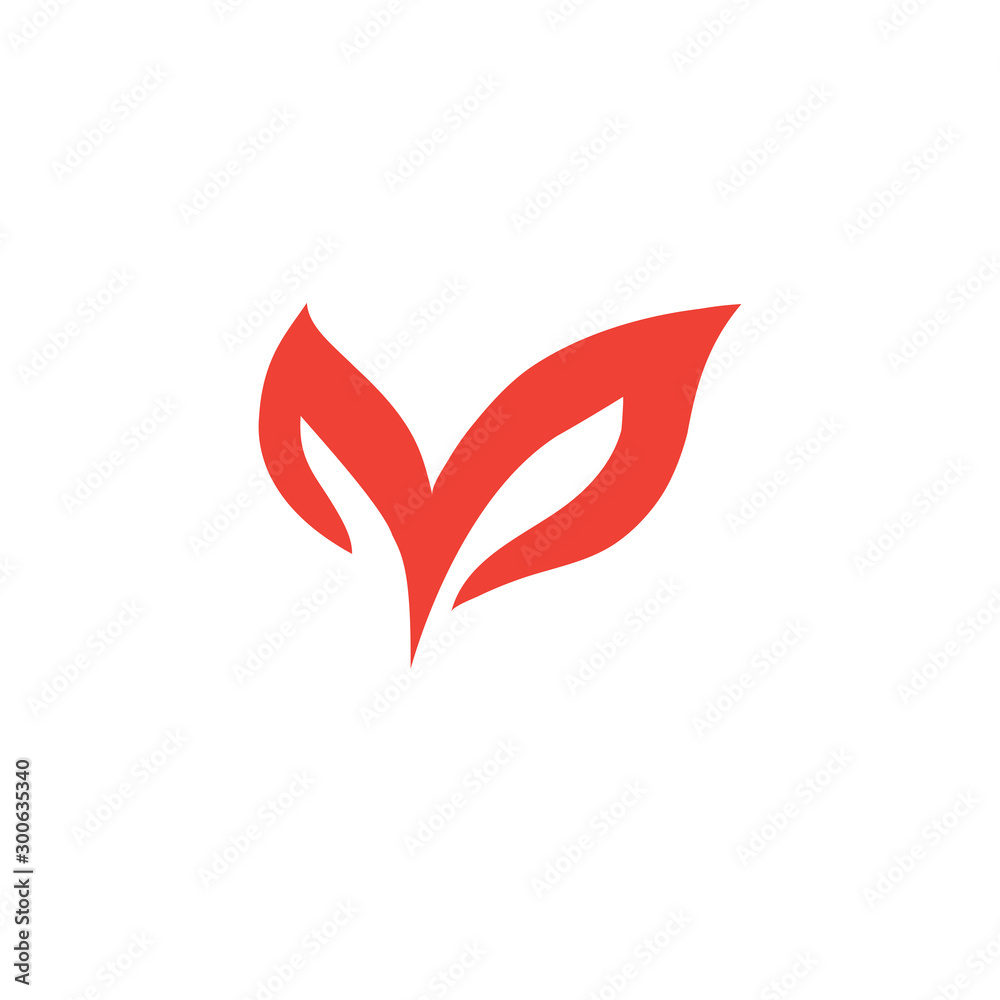 Leaf Red Icon On White Background. Red Flat Style Vector Illustration. Leaf Red Icon On White Background. Red Flat Style Vector Illustration.