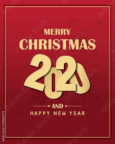 merry christmas and happy new year 2020 vector design