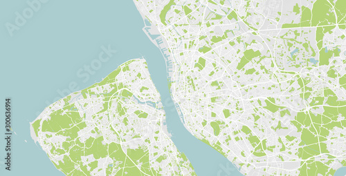 Detailed map of Liverpool and Merseyside, UK photo