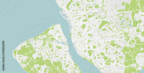 Detailed map of Liverpool and Merseyside, UK