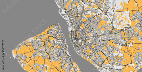 Detailed map of Liverpool and Merseyside, UK photo