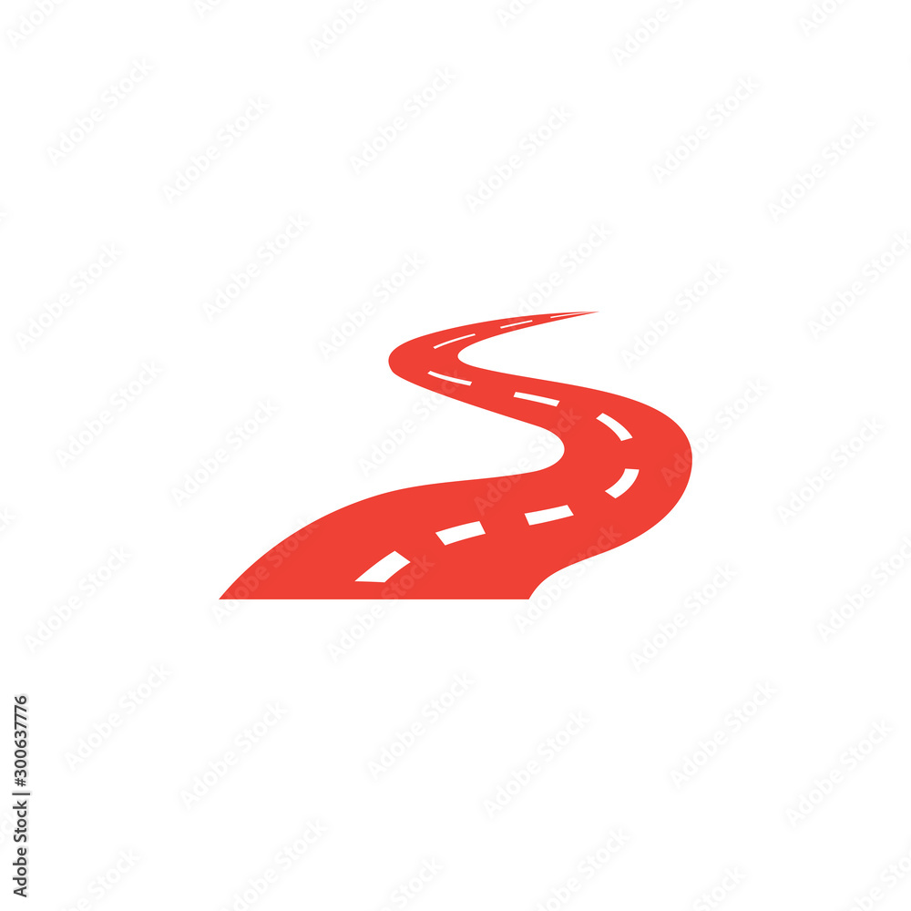 Road Red Icon On White Background. Red Flat Style Vector Illustration. Road Red Icon On White Background. Red Flat Style Vector Illustration.
