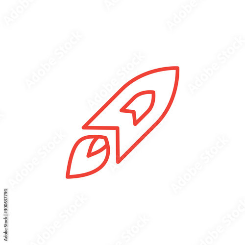 Free Download Rocket Line Red Icon On White Background. Red Flat Style Vector Illustration. - GFXLoad