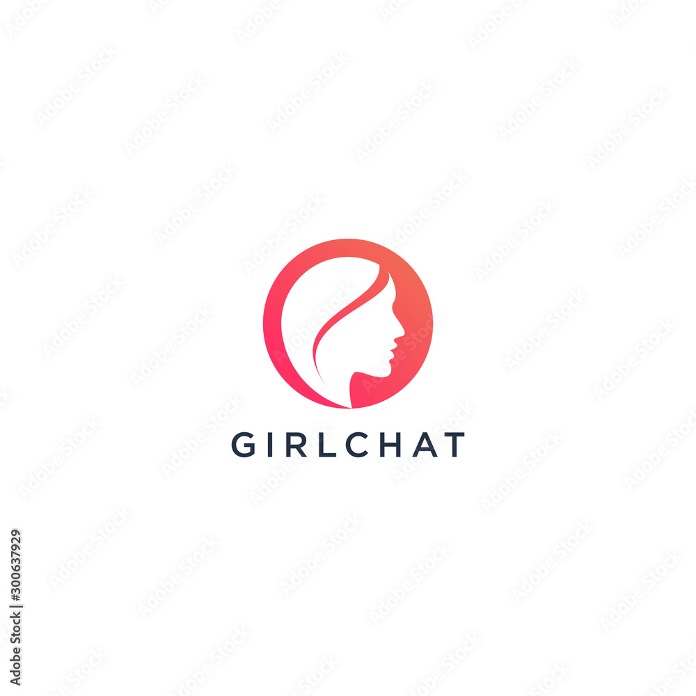 Girl and chat bubble logo design
