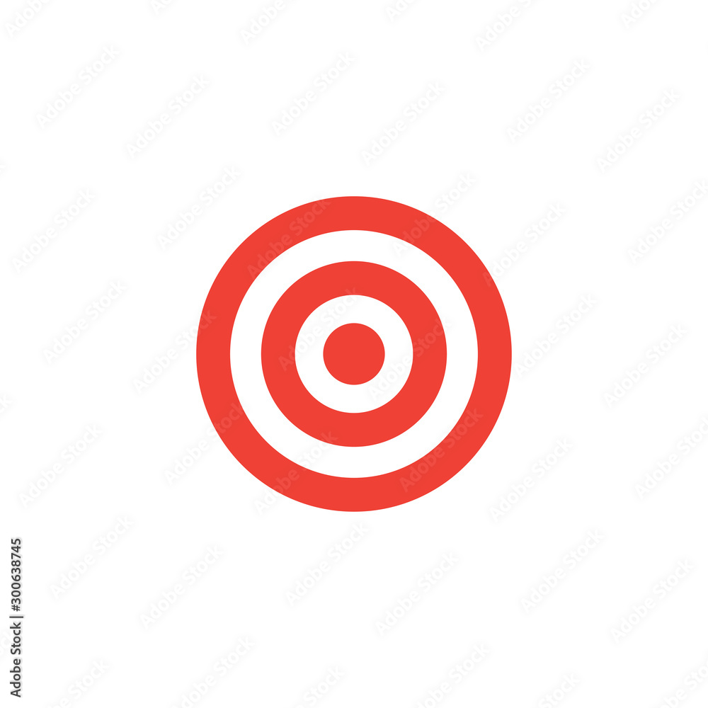 Target Red Icon On White Background. Red Flat Style Vector Illustration. Target Red Icon On White Background. Red Flat Style Vector Illustration.
