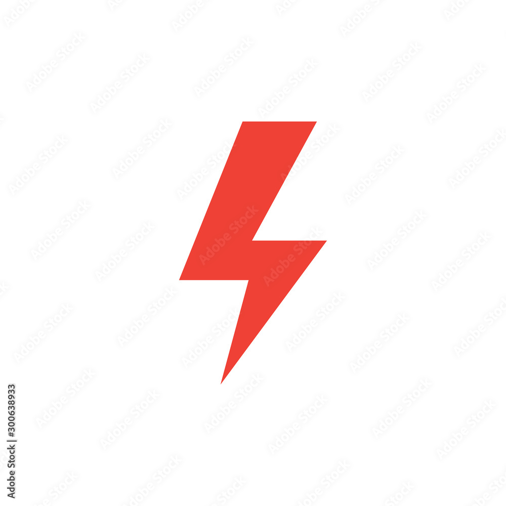 Thunderbolt Red Icon On White Background. Red Flat Style Vector Illustration. Thunderbolt Red Icon On White Background. Red Flat Style Vector Illustration.