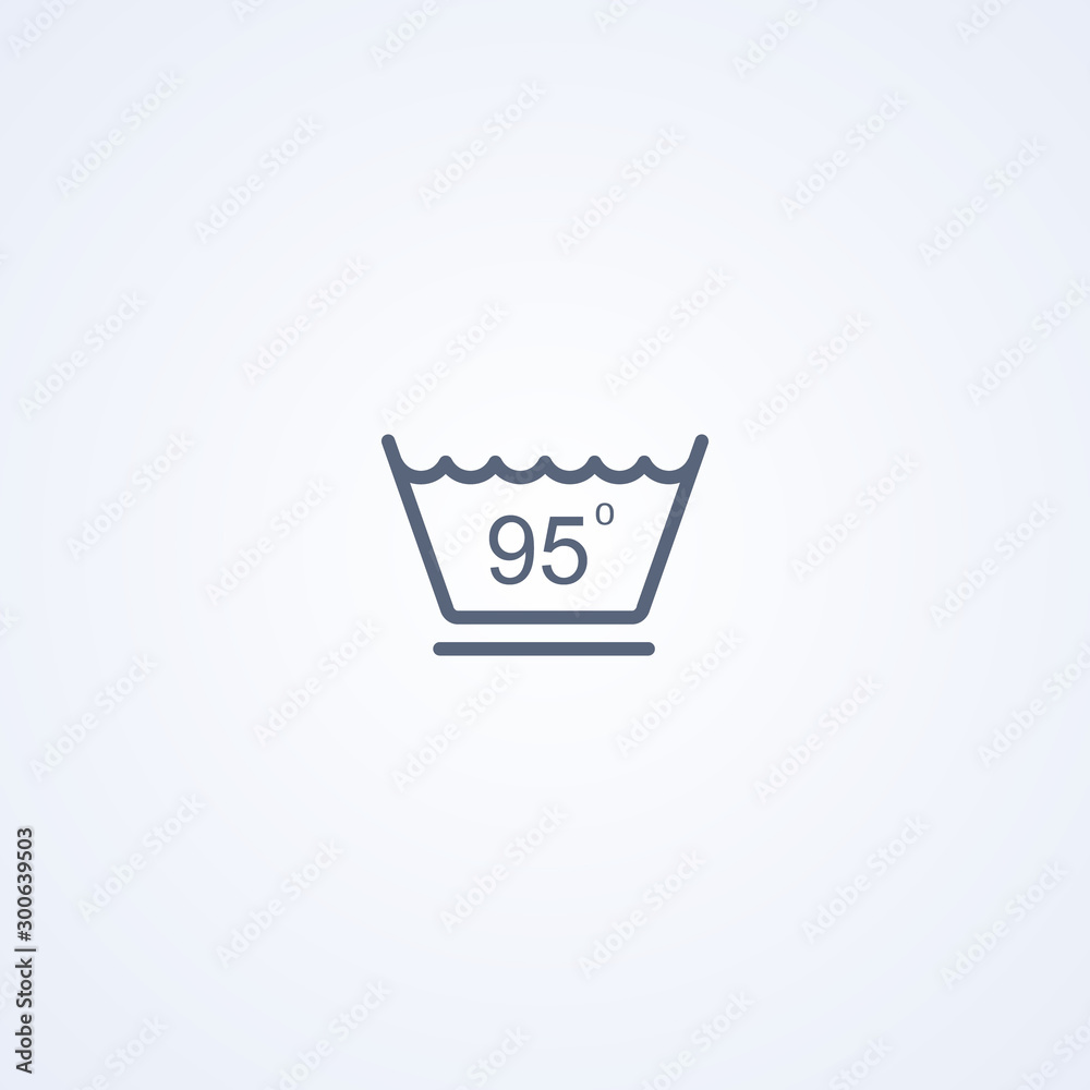 Gentle machine wash at temperatures up to 95 degrees, vector best gray line icon Gentle machine wash at temperatures up to 95 degrees, vector best gray line icon