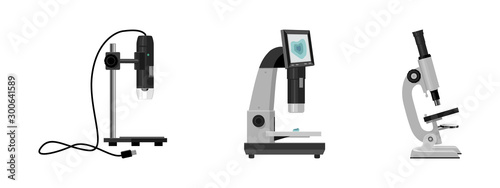 Laboratory microscope vector cartoon set icon. Vector illustration microscope for chemistry laboratory.Isolated cartoon icon of medical view lens on white background.