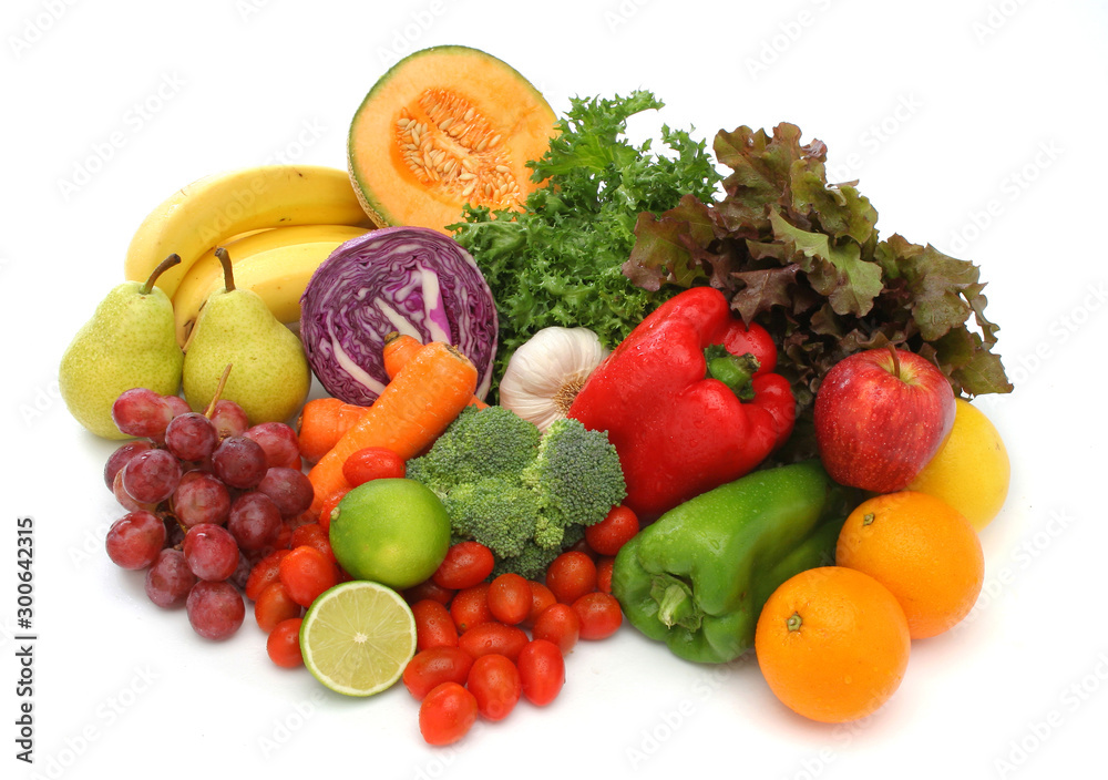 Group of health fruit and vegetables