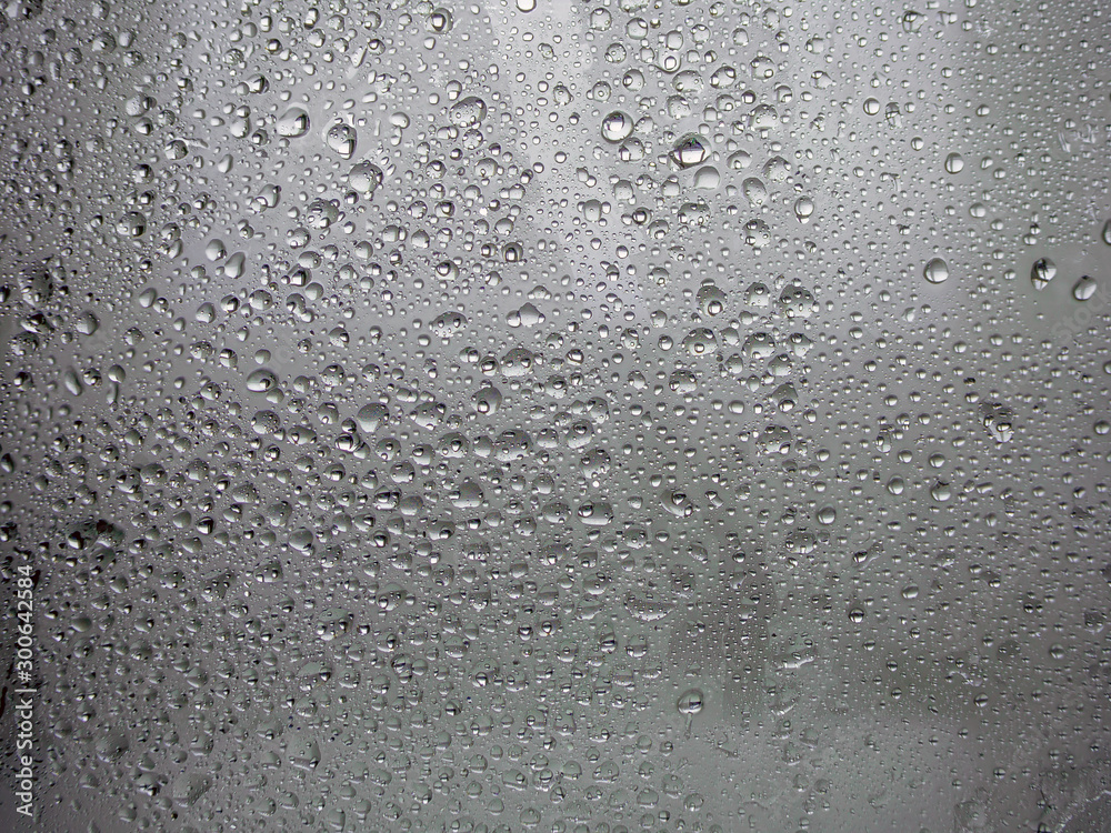 Frozen glass. Water drops