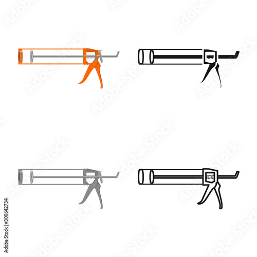 Isolated object of hotmelt and pistol sign. Graphic of hotmelt and caulk stock symbol for web.