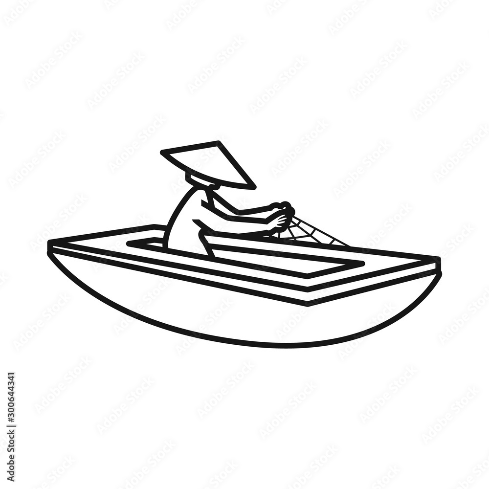 Isolated object of boat and vietnamese sign. Collection of boat and water stock symbol for web. Isolated object of boat and vietnamese sign. Collection of boat and water stock symbol for web.