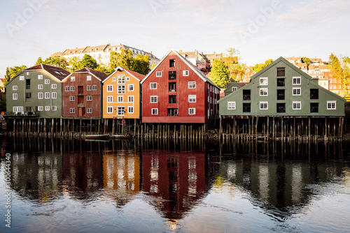 Old wooden houses in the city of Trondheim/bakklandet in norway. River, buildings, city, architecture, unesco, heritage, travel, explore, houses, buildings concept. © Jon Anders Wiken