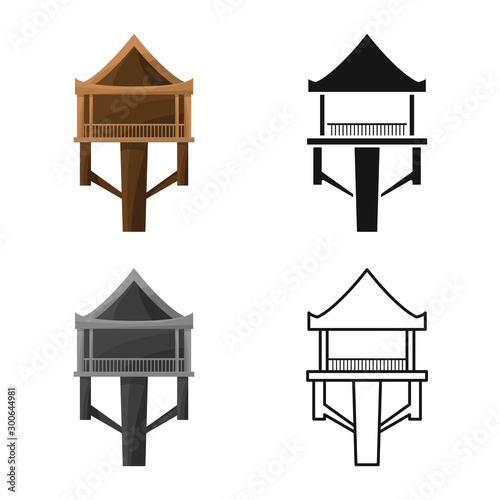 Vector design of stilts and wood icon. Collection of stilts and patio stock vector illustration.