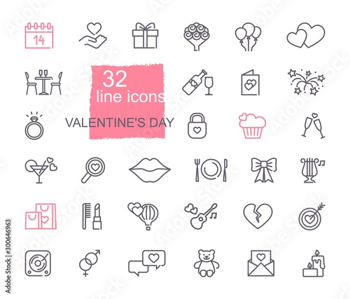 Valentine icon set. Happy valentine day related icons