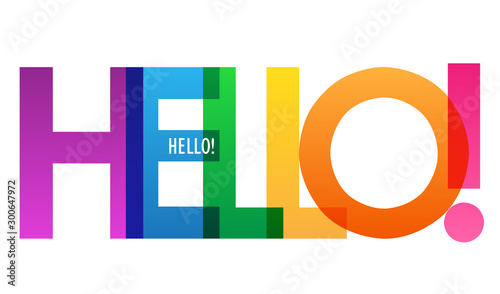 HELLO! rainbow vector typography banner